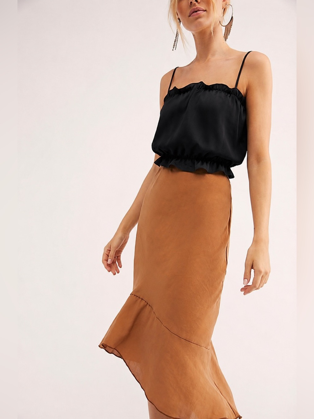 Free People| ‘Into It’ Square Neck Ruffle Trim Cami